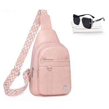 Imagem de Conjunto de mochilas, bolsas transversais para mulheres, pochetes sobre o ombro com óculos de sol, 03 - Rosa