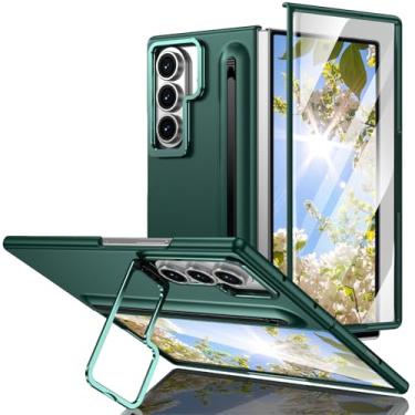 Imagem de HOULEE Capa para Samsung Galaxy Z Fold 7 com caneta S e protetor de tela, capa de telefone com compartimento para caneta Z Fold 7 com suporte de metal, capa de telefone premium de material amigo da