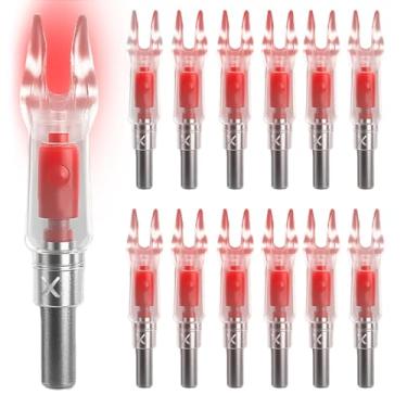 Imagem de Gweichunon Nocks iluminados para flechas, flechas iluminadas com Id .204/.233/.244/.246 Nock, Nock de flecha LED de alta visibilidade para caça ao arco e flecha, interruptor liga/desliga incluído