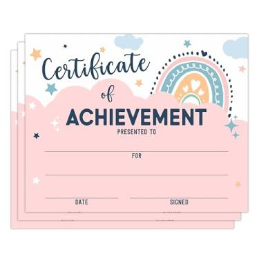 Imagem de Certificado de Realização, Papel Boho Rainbow Award, Conjunto de 25 Diplomas de Graduação, Certificados de Conclusão do Jardim de Infância Pré-Escolar, Reconhecimento para Professor Estudante Infantil