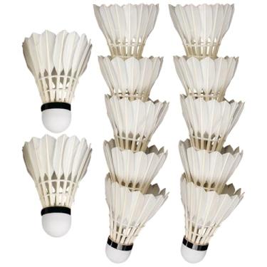 Imagem de Petecas Badminton 12 peças de penas, qualidade de treinamento e recreação interna e externa, precisão de voo de desempenho de longa duração, tamanho padrão para penas de ganso profissionais