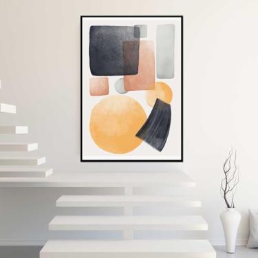 Imagem de Quadros Decorativos com Moldura Flores Douradas Bege Sala Quarto Kit Conjunto 2