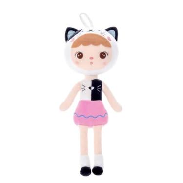 Imagem de Metoo Boneca gatinha Infantil, Design Gatinho, Vestido Rosa e Branco.