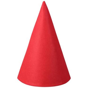 Imagem de yptniginu Chapéus de gnomo vermelho de giz de cera de feltro cônico para fantasia de Halloween, Natal, cosplay, acessório de festa de volta às aulas (vermelho)
