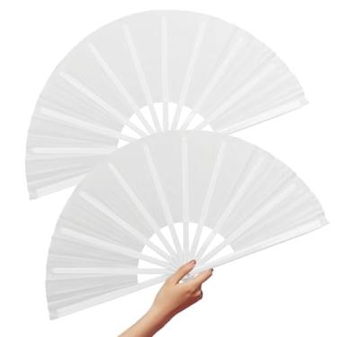 Imagem de Milylianzi Pacote com 2 ventiladores de mão grandes para dança em linha, ventilador de rave de botas no chão, ventiladores dobráveis portáteis de 33 cm para mulheres, festival, tai chi, decoração