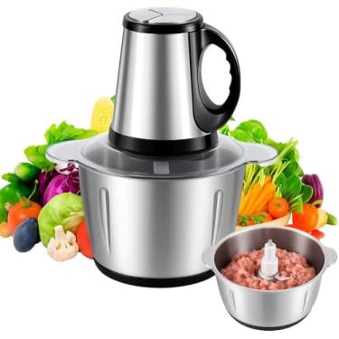 Imagem de Processador Triturador Moedor de Alimentos 3 Litros Elétrico 110v ou 220v 450W Aço Inox Potente | THAINA STORE (3L / COM ALÇA, 110v)