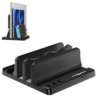 Imagem de Ahonnpely Suporte vertical para laptop – Suporte vertical ajustável de plástico ABS, economia de espaço, compatível com todos os MacBook Pro Air, Mac, HP, Dell, Microsoft Surface (preto)