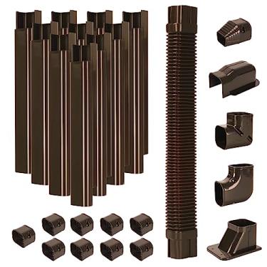 Imagem de HOXHA Kit de capa de linha marrom de 7,6 cm L 16,1 m C para mini condicionadores de ar divididos, capa de linha fina decorativa de PVC para sistemas de CA central e bombas de calor, capa de tubulação