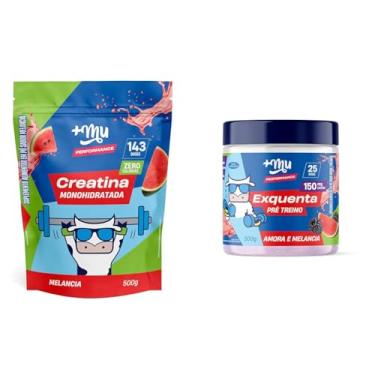 Imagem de +Mu Kit Creatina Melancia 500g com Pré-treino Exquenta Amora e Melancia