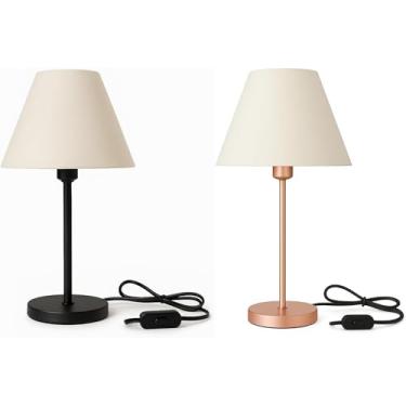 Imagem de Abajur de Mesa Preto e Rose Gold com Cúpula Branca – Toque Sofisticado para sua Decoração KIT