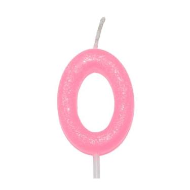 Imagem de Vela de Aniversário 6cm Candy Color Rosa Número 0 SilverFestas