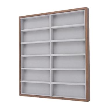 Imagem de Generic Bandeja Organizadora de óculos, Moldura de Madeira de Nogueira, 12 Grades, Forro de Tecido de Veludo Macio, para óculos de Sol, Armazenamento e Exibição de Joias, 15,7 X 14,2 X