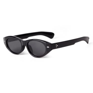 Imagem de HCHES Óculos de Sol Retro Oval com Armação Pequena Unissex UV400(1)