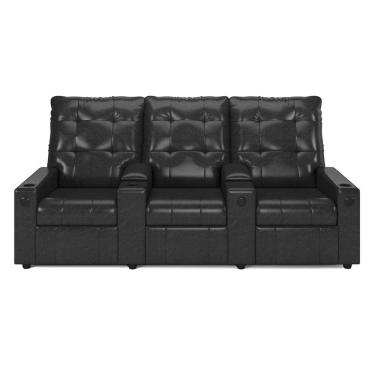 Imagem de Poltrona Reclinável Para Cinema Parma 3 Lugares Baú Usb Pu Brilho Fh1 - D'rossi Cor Preto