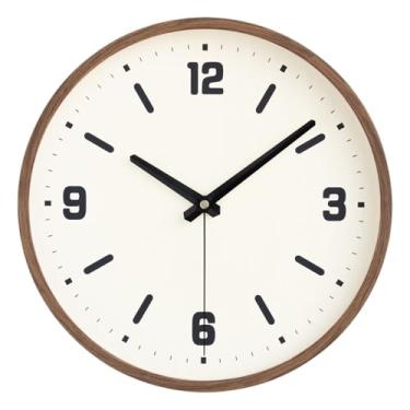 Imagem de Relógio de parede Relógio de parede com design em imitação madeira, mecanismo quartzo, funcionamento silencioso e alimentado por bateria para decoração de casa(10 inches)
