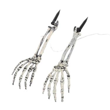 Imagem de SPYMINNPOO Decoração de Halloween Ao Ar Livre, 2 Peças de Braços de Esqueleto ABS Com Luz LED para Festa No Quintal, Estrutura óssea Realista e Design à Prova de Intempéries para Decorações (#12)