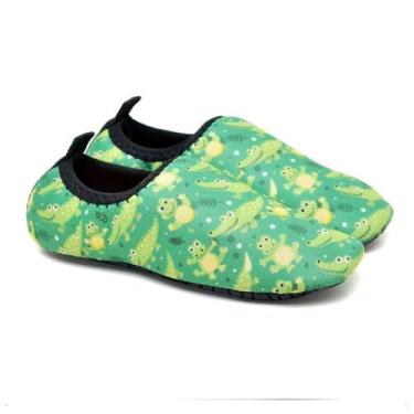 Imagem de Sapatilha Antiderrapante Infantil Para Água, Sapatilha Com Calce Fácil (TEA)(jacaré-19/20)