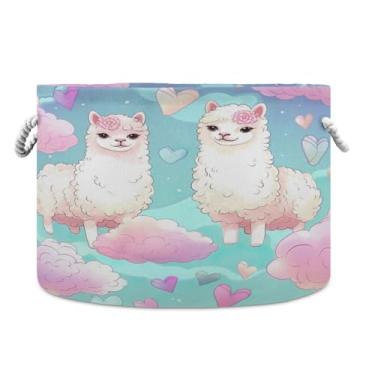 Imagem de WELLDAY Cesta de corda de algodão Alpacas cesta de lavanderia de bebê para sala de estar, lavanderia, berçário, travesseiros, decoração de casa
