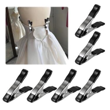 Imagem de OwnMy Pacote com 6 clipes de vestido de casamento para ajuste, grampos de roupas fixos resistentes para ajuste de manequim de costura de vestido de noiva, clipes grandes em forma de A para apertar o