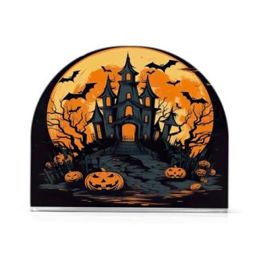 Imagem de Wassud Porta-guardanapos de acrílico para casa de Halloween, dispensador de guardanapos de papel moderno em forma de U para mesa, cozinha, sala de jantar, bancada 1 peça (comporta 50-60 guardanapos)