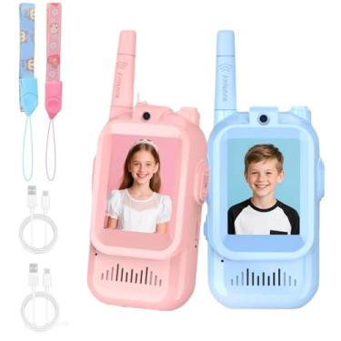 Imagem de Tangxi Vídeo Walkie Talkies para Crianças, Rádios de Brinquedo Com Tela de 2 Polegadas Com Efeitos de Voz, Rádios Bidirecionais de Longo Alcance, Brinquedos Com Trocador de Voz WiFi