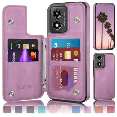 Imagem de DJDUCK Capa carteira projetada para Moto G Play 2024 com porta-cartão, [proteção de couro com bloqueio de RFID] [capa com fecho magnético] capa à prova de choque masculina e feminina para Moto G Play