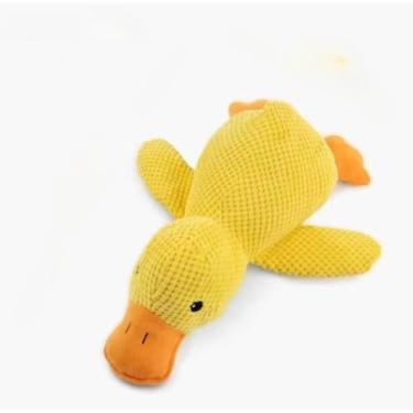 Imagem de Brinquedo interativo de pelúcia em forma de pato - Brinquedo macio para cães e gatos brincarem e mastigarem