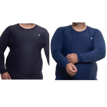 Imagem de Kit 2 Camisa Térmica Plus Size Masculina Uv 50+ Segunda Pele Proteção Solar-Masculino