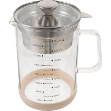 Imagem de Hemobllo Recipiente de leite de soja com coador de malha fina, filtro de suco de aço inoxidável, recipiente de suco doméstico para bar e cozinha, 1,5 l