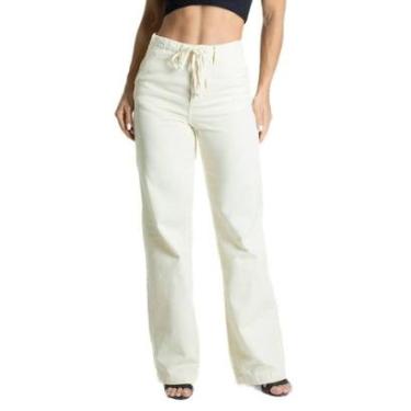 Imagem de Calça Sarja Sawary Wide Leg - 281585 - amarelo 46-Feminino