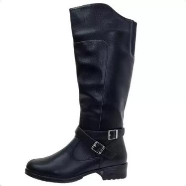 Imagem de Bota feminina mooncity 72108 bota cano longo salto montaria, Preto pre