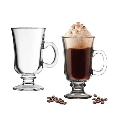 Imagem de Jogo 2 Xícara Para Cappuccino E Café Caneca Irish Irlandesa Vidro Transparente 114ml Ha...