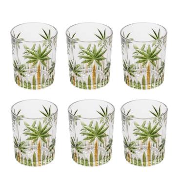 Imagem de Jogo 6 Copos De Whisky água Baixo Cristal Coqueiro Palm Tree Wolff 340ml