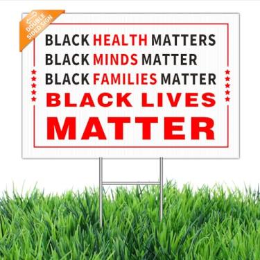 Imagem de Placa Black Lives Matter Yard 45,7 cm x 30,5 cm – Plástico corrugado à prova de intempéries dupla face com estaca H de metal – Placa de gramado de justiça social e apoio comunitário (45,7 cm x 30,5 cm