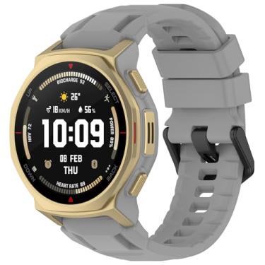 Imagem de Miimall Pulseiras esportivas masculinas compatíveis com Amazfit Trex 3 Pro, impermeável, liberação rápida, alça de silicone macio, resistente, ajustável para T-rex 3 Pro de 44 mm, cinza
