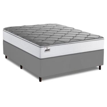 Imagem de Cama Box King Real Max Force Softgel 193x203x65cm - Suporta Até 200 Kg Por Pessoa Branco / Cinza