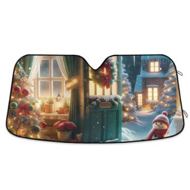 Imagem de Árvore decorada de Natal para-sol para carro para-brisa viseira refletiva dobrável mantém o veículo fresco