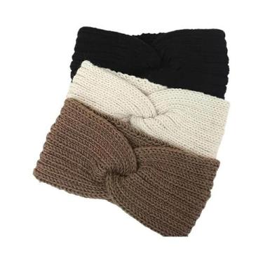 Imagem de Faixas De Cabelo Femininas De Inverno Quentes E Grossas Em Tricô, 3 Pe