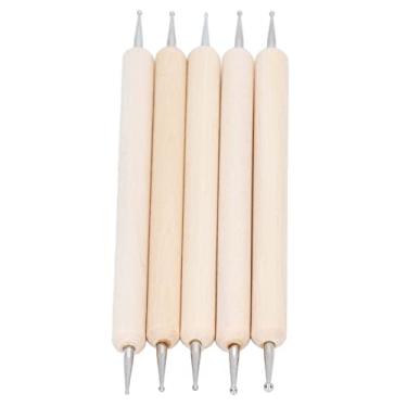 Imagem de HEEPDD Conjunto de Caneta de Gravação de 5 Peças, Ferramenta de Rastreamento de Ponta Esférica de Cabeça Dupla Conjunto de Ferramentas de Pontilhamento Com Cabo de Madeira para Pintura