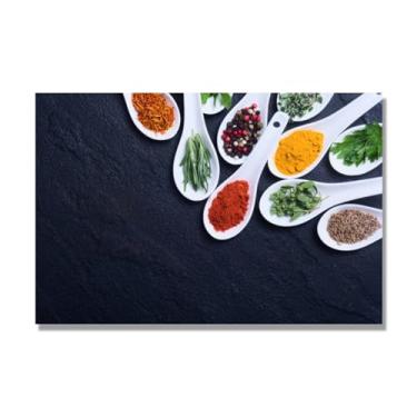 Imagem de NHLDZYH Arte de parede em tela colorida para especiarias e colher de tempero | Decoração de cozinha vintage | Arte moderna para casa e sala de jantar. C01. 70 x 105 cm - 27,6 x 41,4 pol. Somente tela