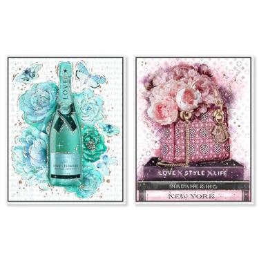 Imagem de Blush Parisian Glam Canvas Print Glam Wall Decor Conjunto de 2 por Art Remedy, moldura branca, 61 x 76 cm
