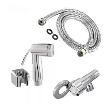 Imagem de Kit de Ducha Higiênica Para Banheiro Completa Luxo Metal Inox núcleo da válvula de cobre 1,2m Chuveirinho Privada carol