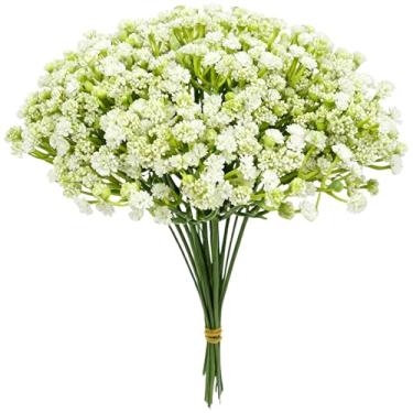 Imagem de YONOOQ 30 peças de flores artificiais para bebês, Gypsophila branca, flores de toque real para festa de casamento, casa, jardim, buquês, centros de mesa, arranjos florais e decorações
