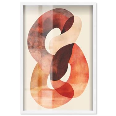 Imagem de Terracotta Twist II Shadowbox Print Boho Brown Wall Art por Art Remedy, moldura branca, 28 x 40 cm