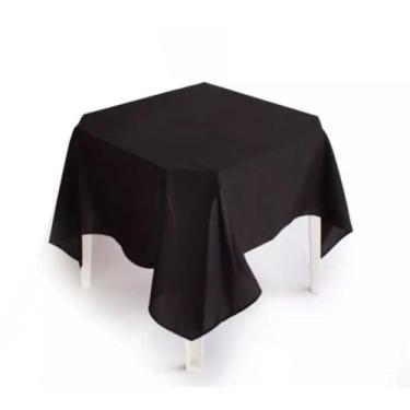 Imagem de Toalha de Mesa Quadrada Oxford Lisa com Bainha Toalha de Mesa 4 Lugares para Festa Buffet e Restaurante (Preto,01 UNIDADE)