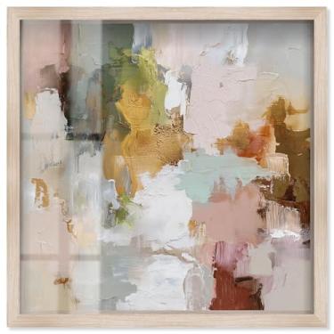 Imagem de Swirl of Joy IV Shadowbox Print Taupe Boho Wall Art por Art Remedy, moldura loira, 33 x 33