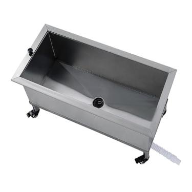 Imagem de ZAHIKA Bacia de serviço de esfregão de aço inoxidável, pia de esfregão de piso comercial, pia de utilidade de banheira independente, balde de esfregão de banheira utilitária, pia de lavanderia, com