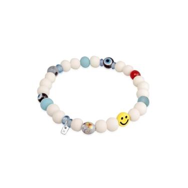 Imagem de kuzzoi Pulseira de contas do homem Buda – Resina natural e contas de vidro reciclado (0,8 cm), pulseira elástica masculina feita à mão, comprimento 19 a 23 cm, One Size, Metal, Sem Pedra Preciosa