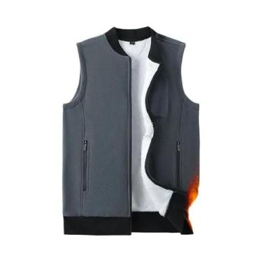 Imagem de Colete Masculino plus Size De Inverno Sem Mangas Com Gola Alta, Forro 