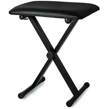 Imagem de Banco Ajustável Dobrável em X para Piano e Teclado com Assento Acolchoado, Altura Regulável, Base Antiderrapante, Estrutura em Aço Resistente e Fácil Transporte para Ensaios e Apresentações